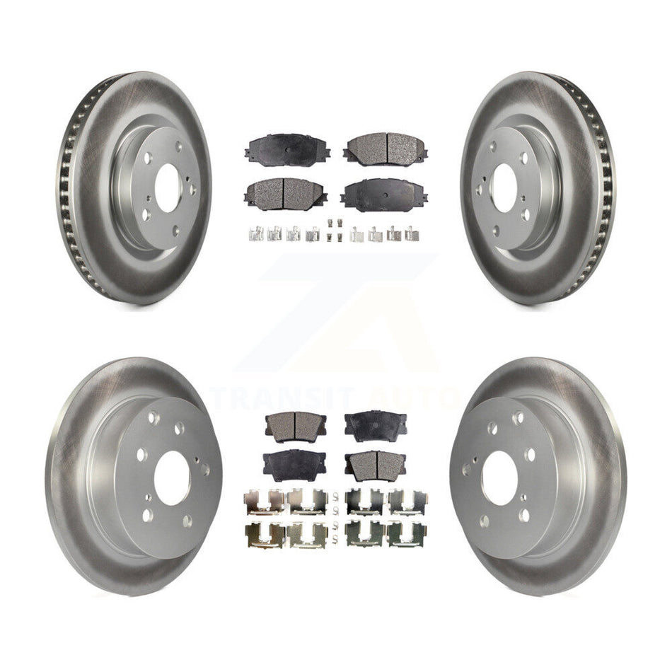 Front Rear Coated Disc Brake Rotors And Ceramic Pads Kit For Toyota RAV4 KGT-101030