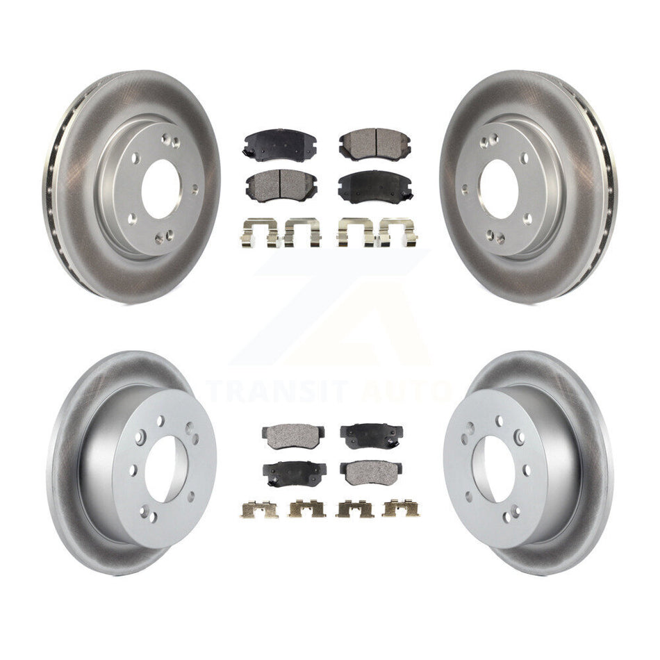 Front Rear Coated Disc Brake Rotors And Ceramic Pads Kit For Hyundai Elantra KGT-101049