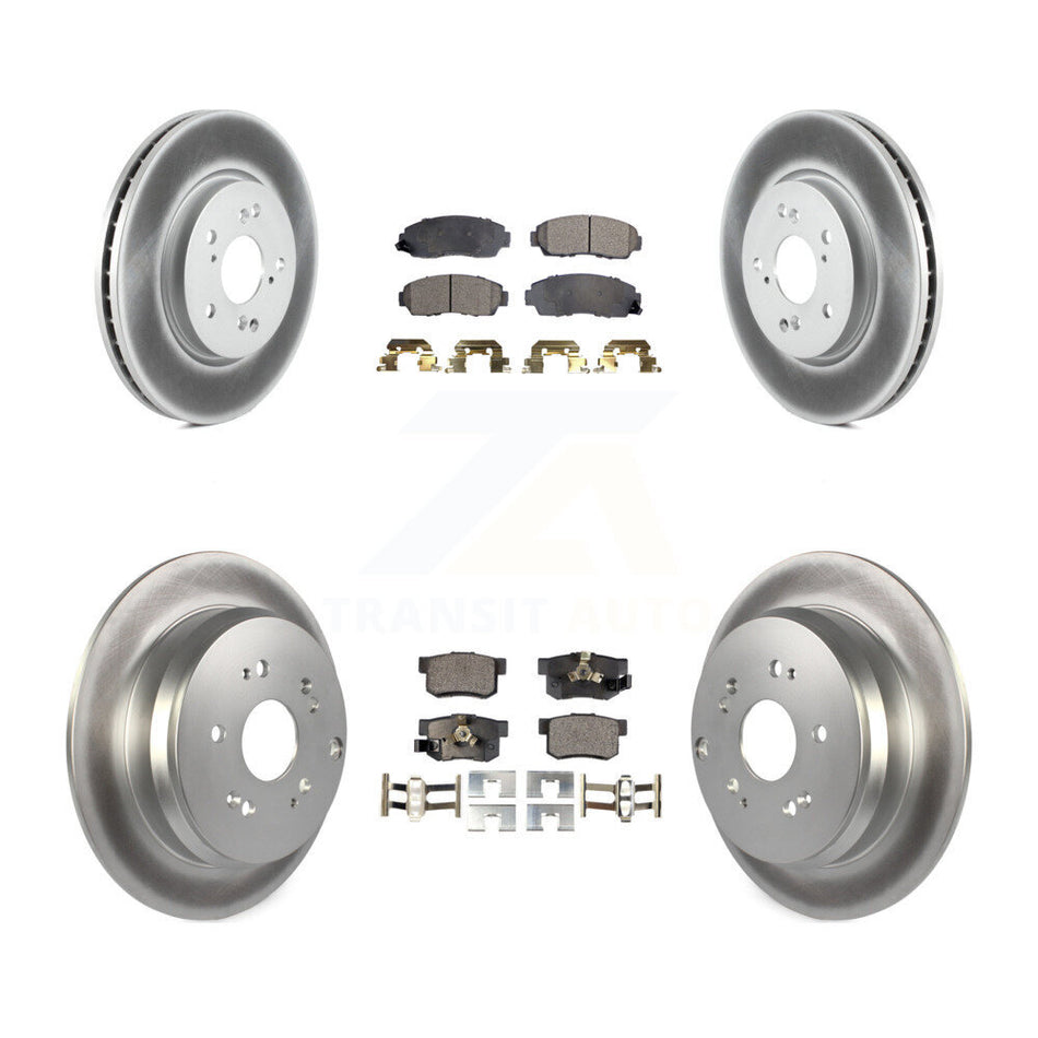 Front Rear Coated Disc Brake Rotors And Ceramic Pads Kit For Honda CR-V Acura RDX KGT-101051