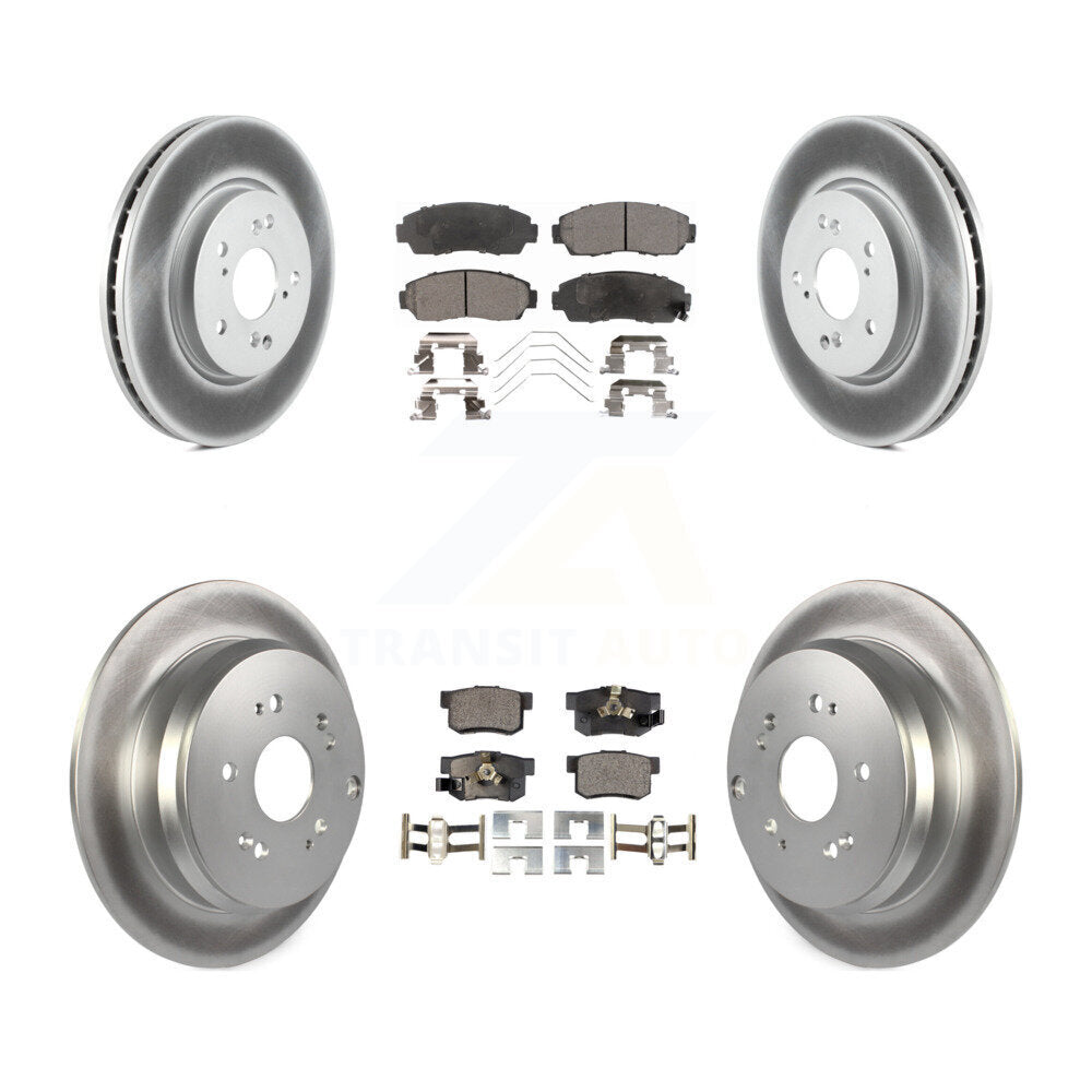 Front Rear Coated Disc Brake Rotors And Ceramic Pads Kit For 2012-2016 Honda CR-V AWD KGT-101054