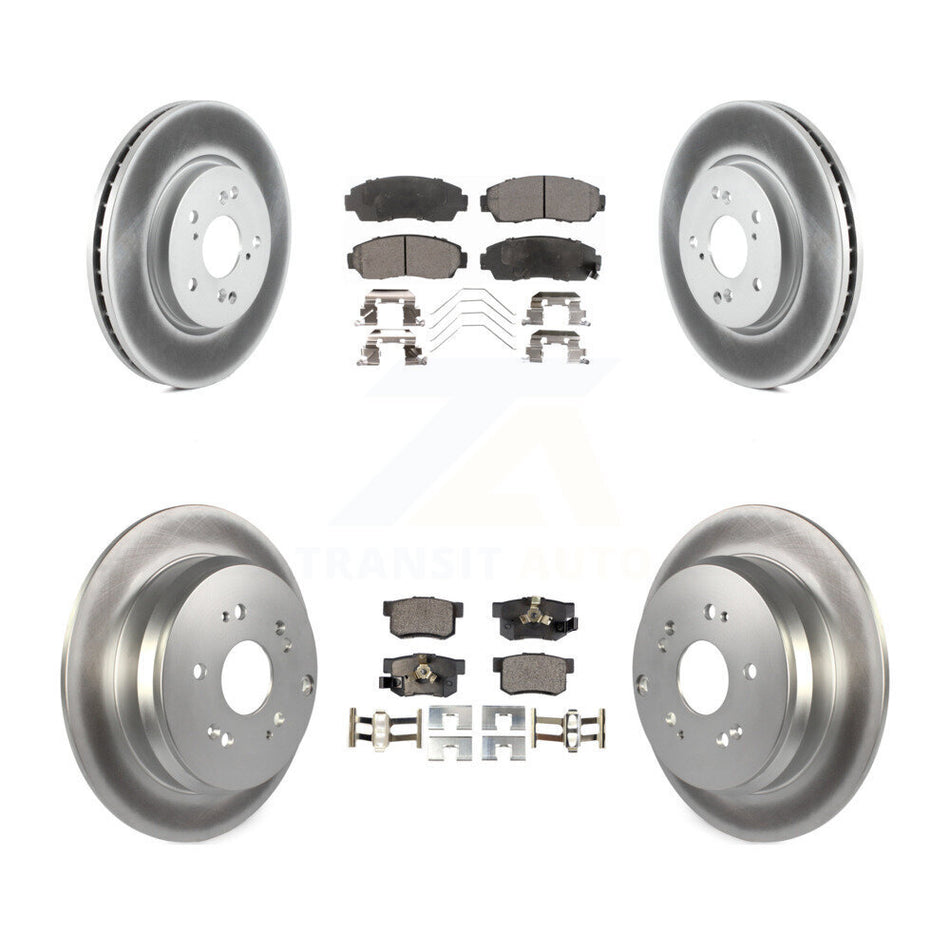 Front Rear Coated Disc Brake Rotors And Ceramic Pads Kit For 2012-2016 Honda CR-V AWD KGT-101054