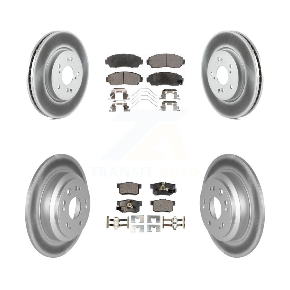 Front Rear Coated Disc Brake Rotors And Ceramic Pads Kit For Honda Crosstour Accord KGT-101055