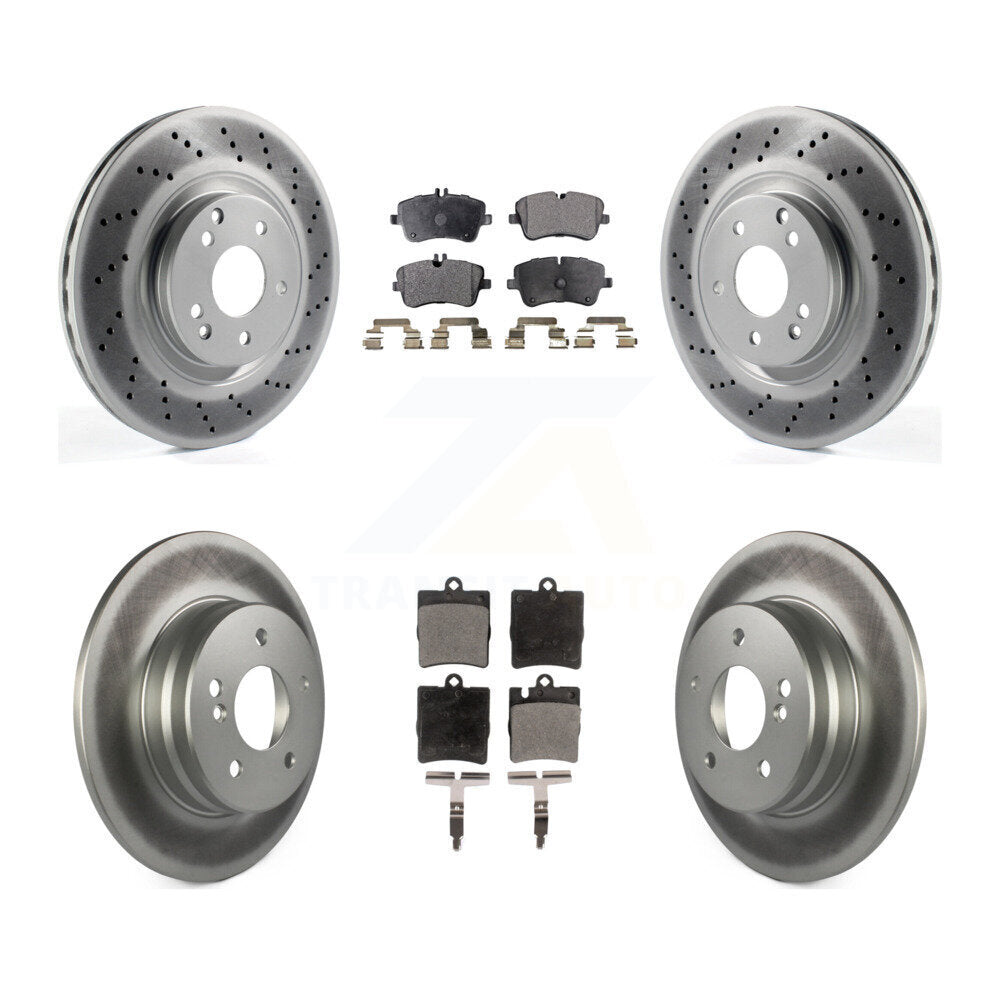 Front Rear Coat Brake Rotors Ceramic Pad Kit For 04 Mercedes-Benz C320 With Sport Package KGT-101058