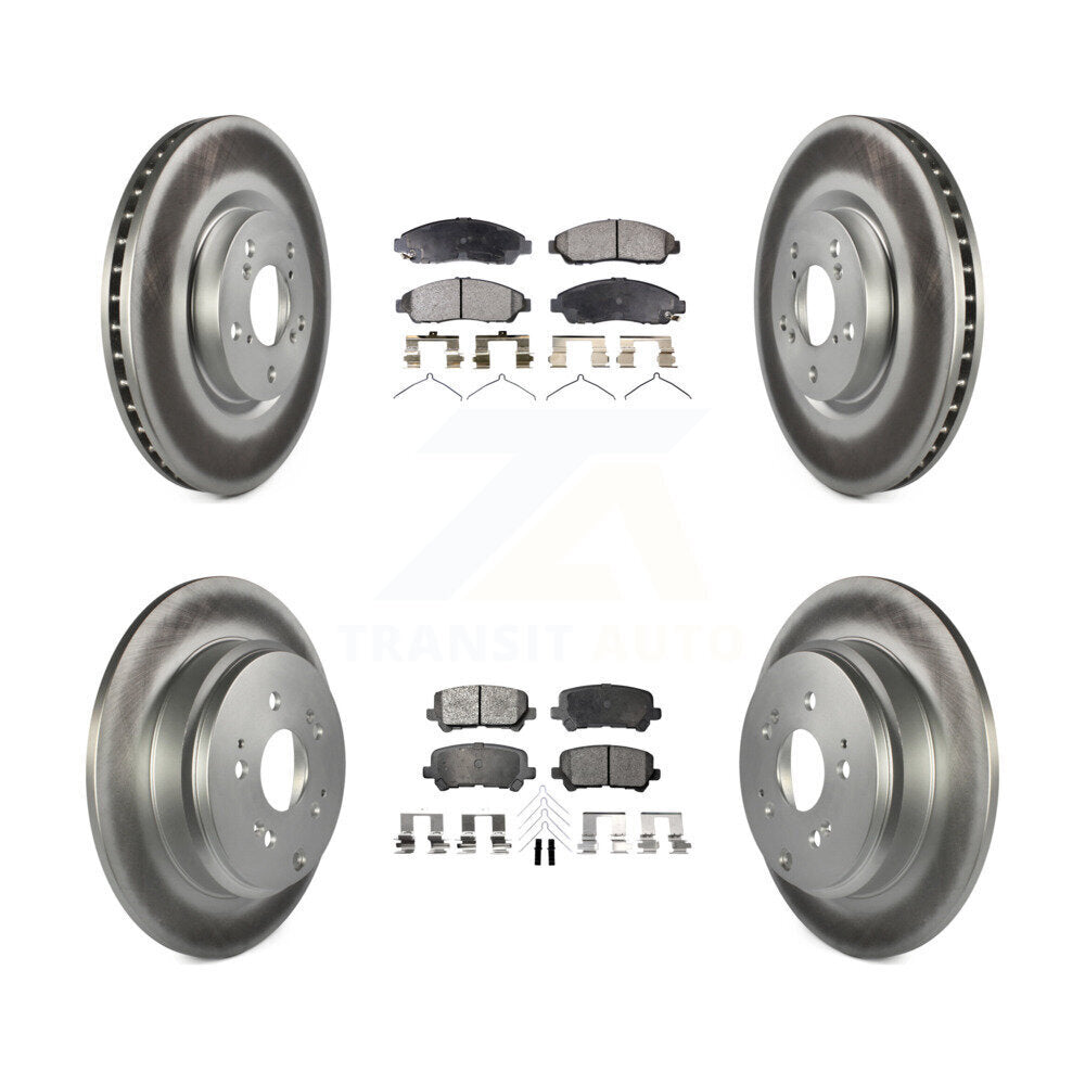 Front Rear Coated Disc Brake Rotors And Ceramic Pads Kit For Honda Pilot Acura MDX ZDX KGT-101071