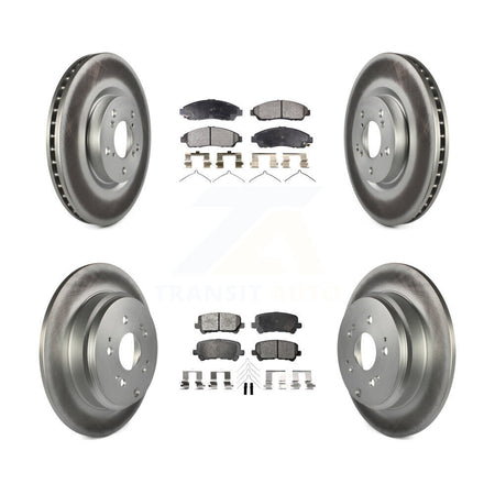 Front Rear Coated Disc Brake Rotors And Ceramic Pads Kit For Honda Pilot Acura MDX ZDX KGT-101071