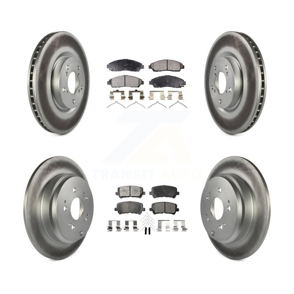 Front Rear Coated Disc Brake Rotors And Ceramic Pads Kit For Honda Pilot Acura MDX ZDX KGT-101071