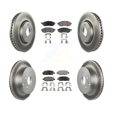 Front Rear Coated Disc Brake Rotors And Ceramic Pads Kit For INFINITI FX35 FX37 FX45 KGT-101072