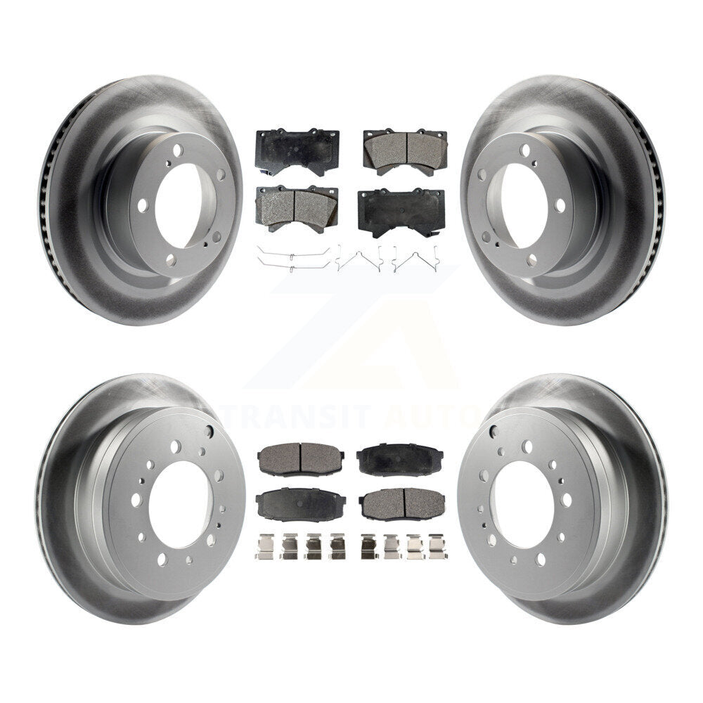 Front Rear Coated Brake Rotors Ceramic Pad Kit For Toyota Tundra Sequoia Lexus LX570 Land KGT-101076