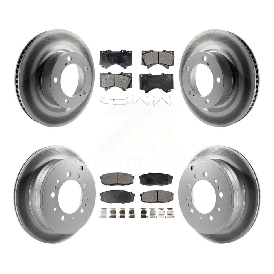 Front Rear Coated Brake Rotors Ceramic Pad Kit For Toyota Tundra Sequoia Lexus LX570 Land KGT-101076