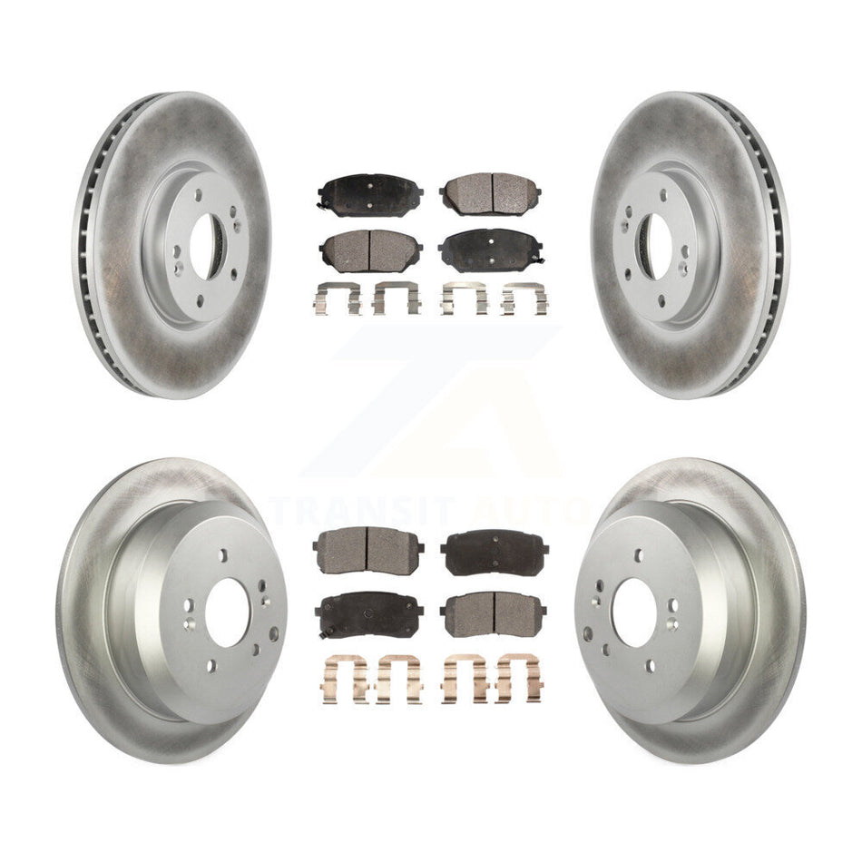 Front Rear Coated Disc Brake Rotors And Ceramic Pads Kit For 2007-2012 Hyundai Veracruz KGT-101097