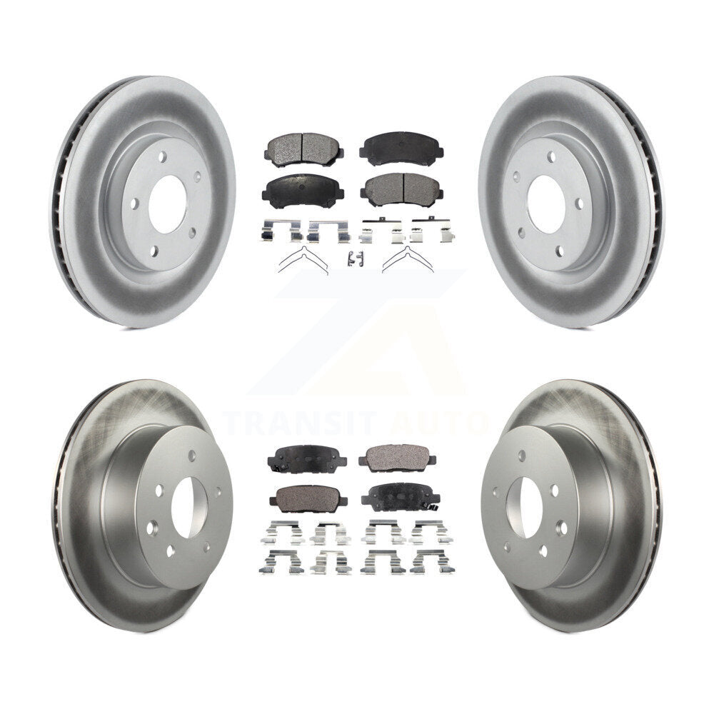Front Rear Coated Disc Brake Rotors And Ceramic Pads Kit For Nissan Rogue Select KGT-101102