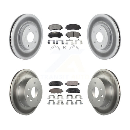 Front Rear Coated Disc Brake Rotors And Ceramic Pads Kit For Nissan Rogue Select KGT-101102