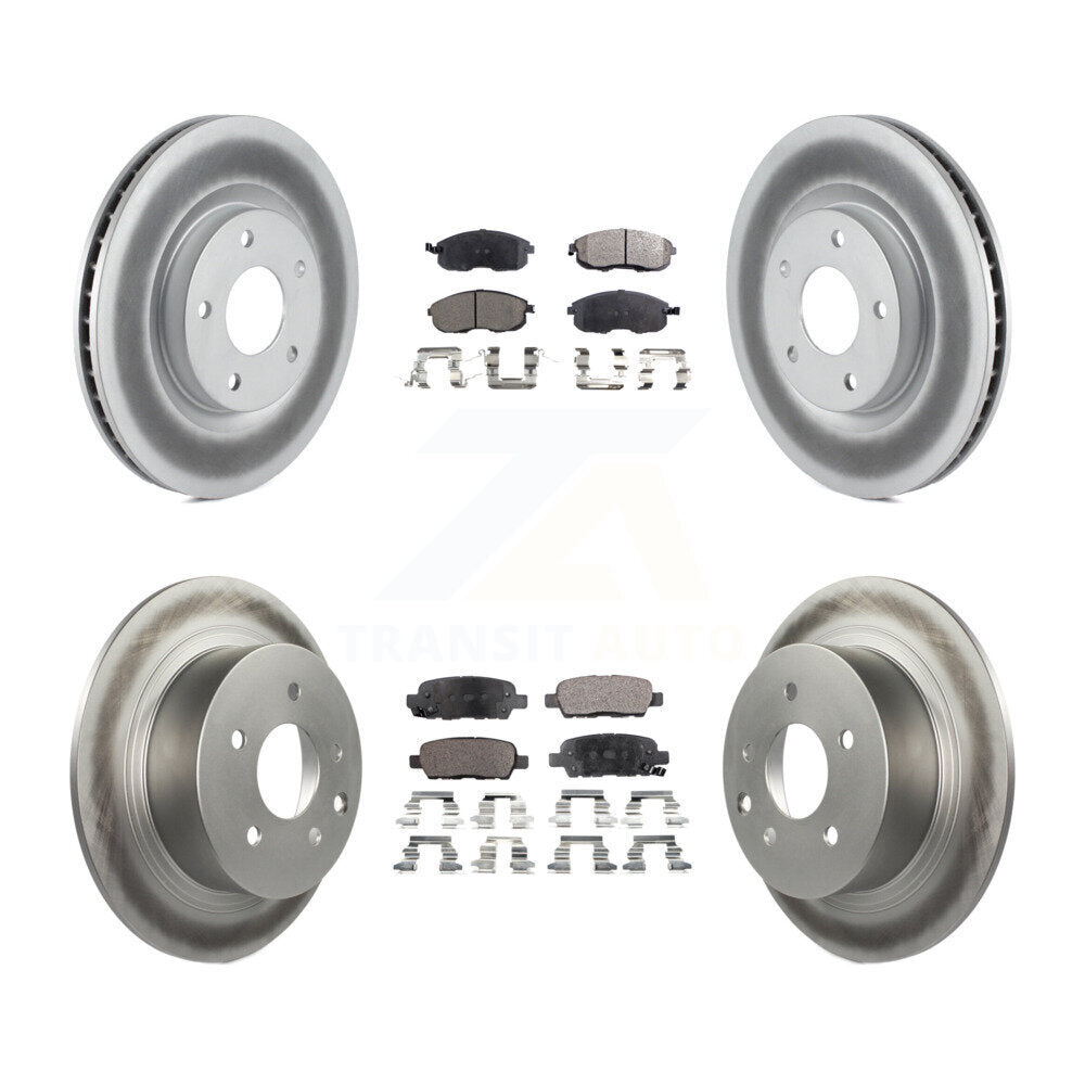 Front Rear Coated Disc Brake Rotors And Ceramic Pads Kit For 2007-2012 Nissan Sentra SE-R KGT-101103