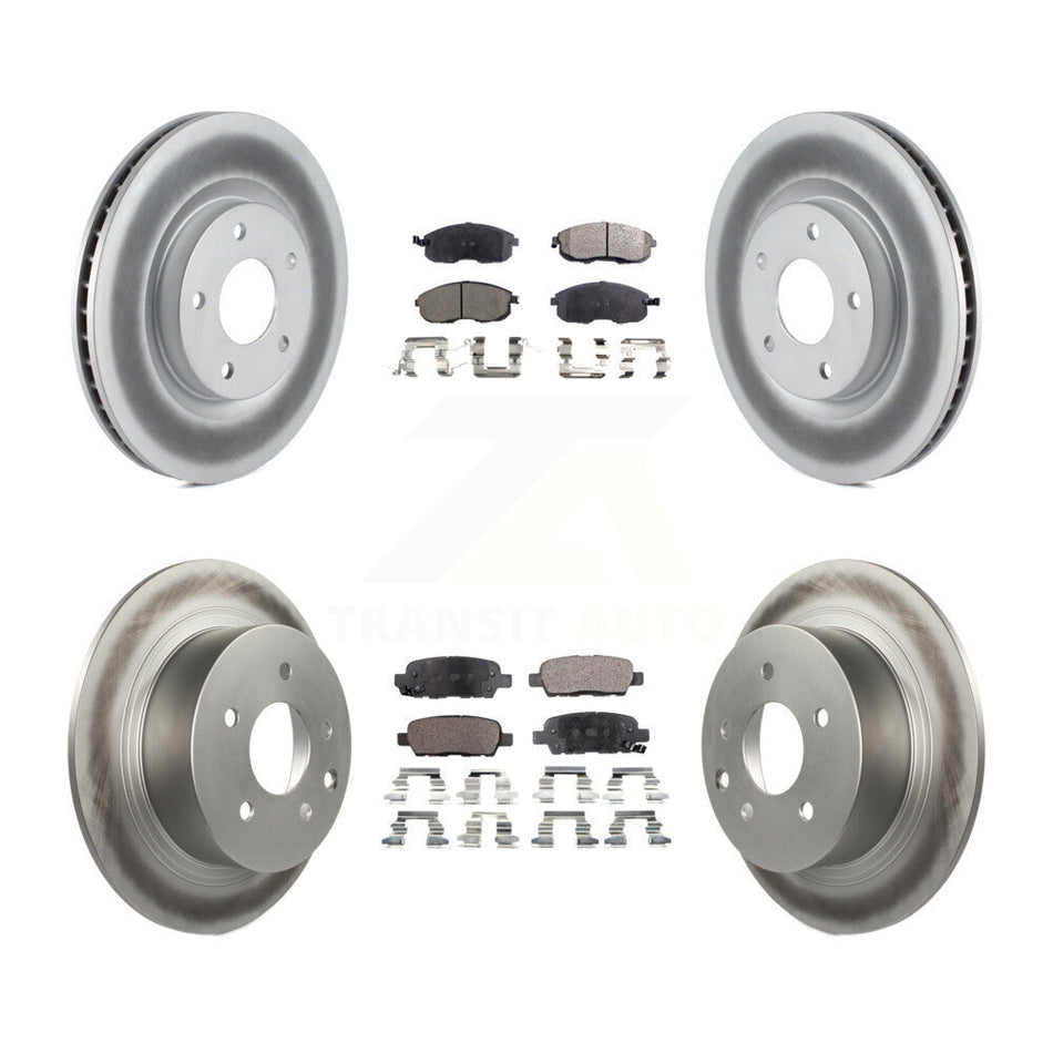 Front Rear Coated Disc Brake Rotors And Ceramic Pads Kit For 2007-2012 Nissan Sentra SE-R KGT-101103