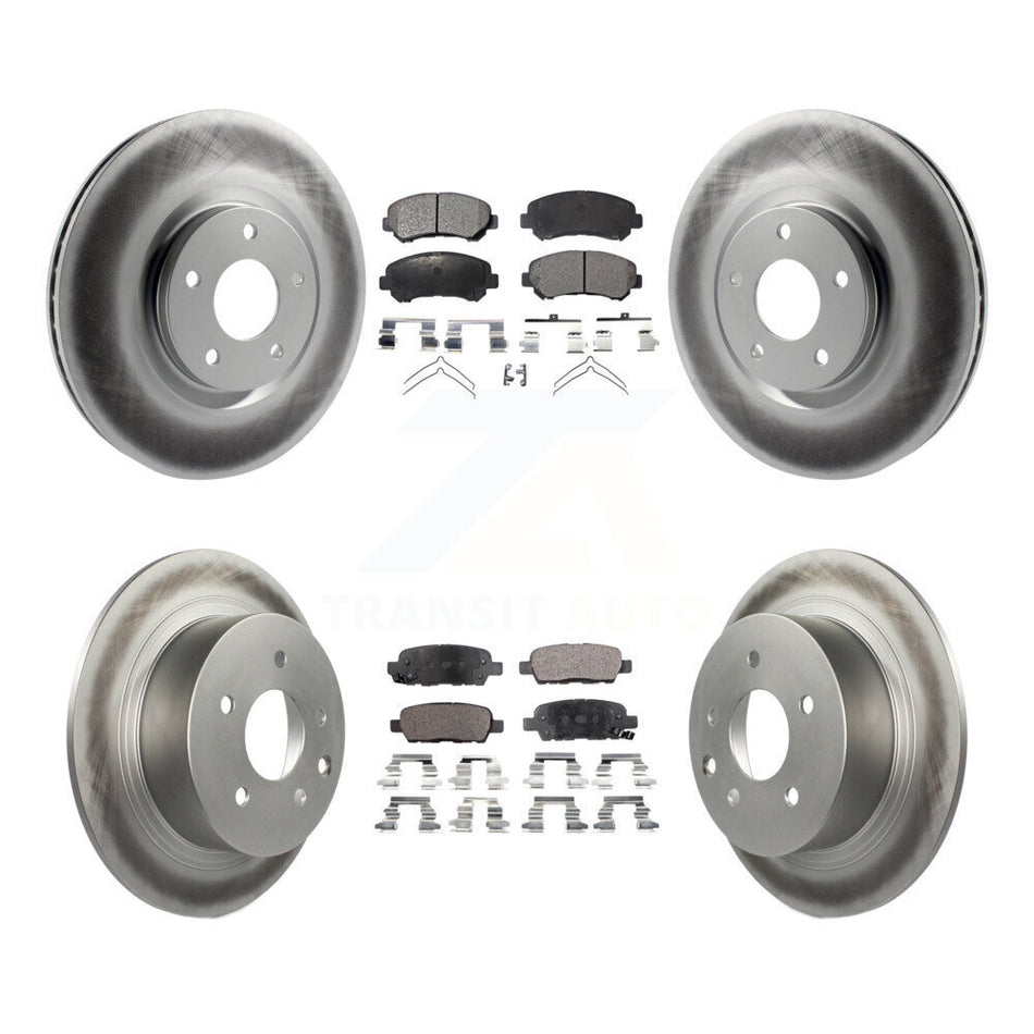 Front Rear Coat Disc Brake Rotors Ceramic Pad Kit For 2007-2012 Nissan Sentra SE-R Spec V KGT-101104