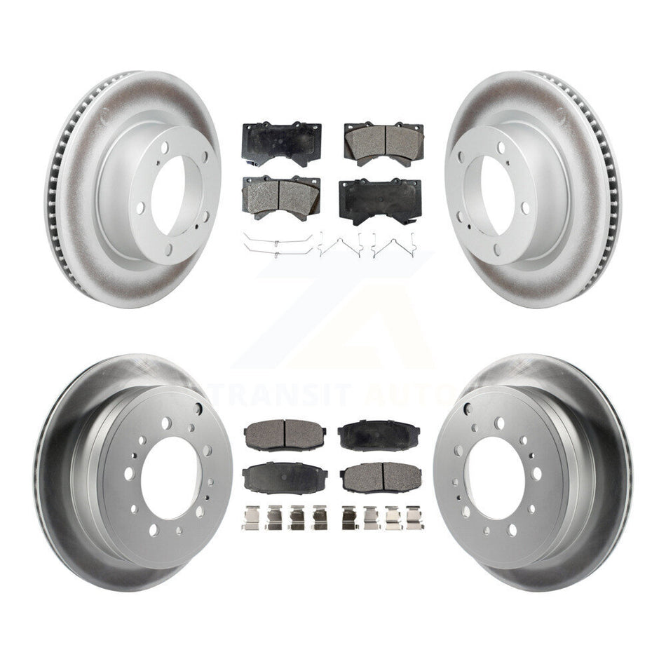 Front Rear Coated Disc Brake Rotors & Ceramic Pad Kit For Lexus LX570 Toyota Land Cruiser KGT-101129