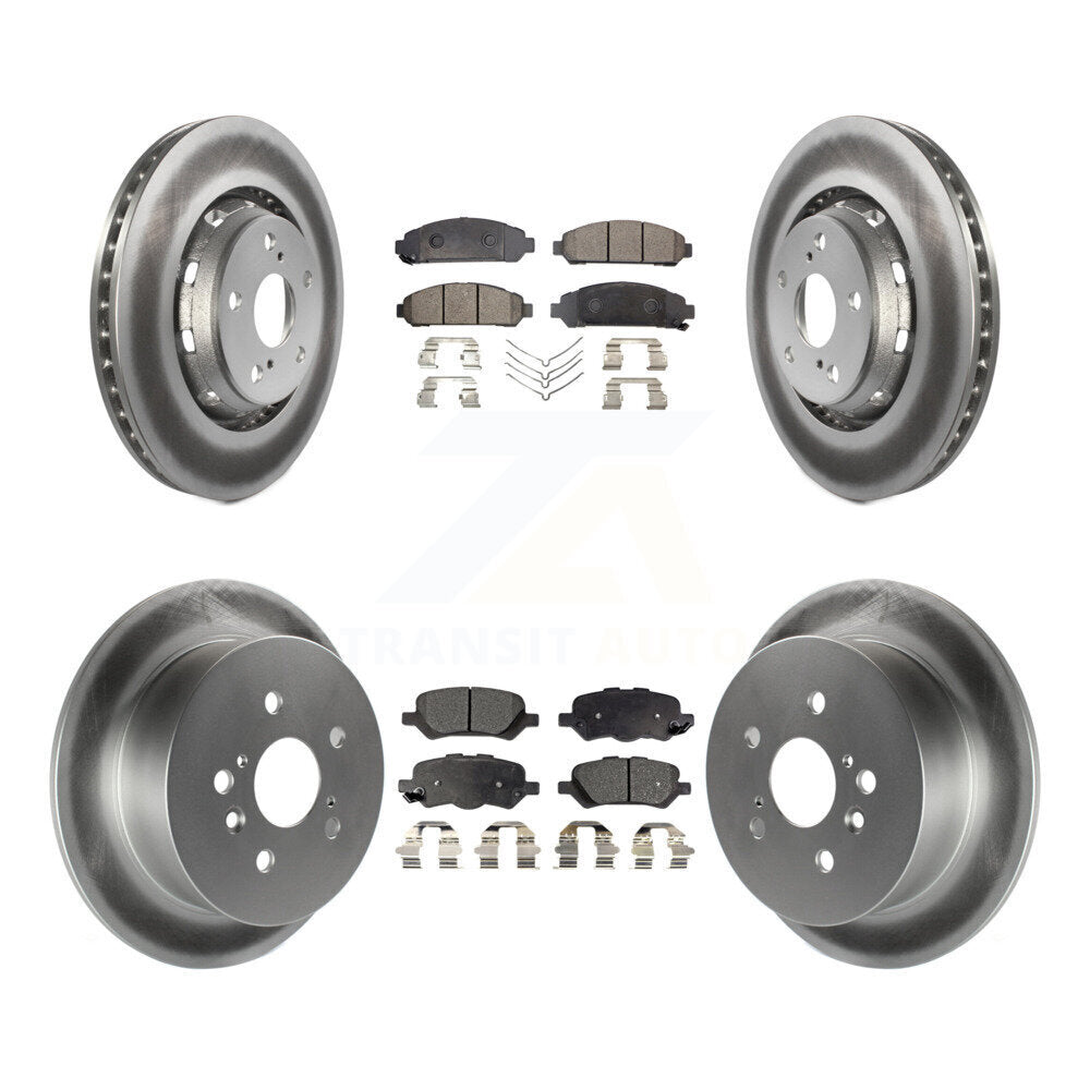 Front Rear Coated Disc Brake Rotors And Ceramic Pads Kit For 2009-2016 Toyota Venza KGT-101143
