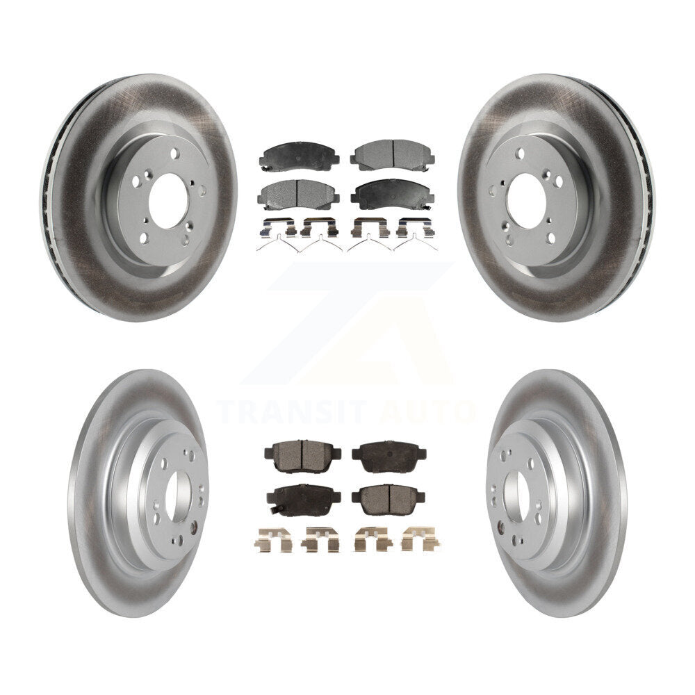 Front Rear Coated Disc Brake Rotors And Ceramic Pads Kit For 2009-2014 Acura TL KGT-101145