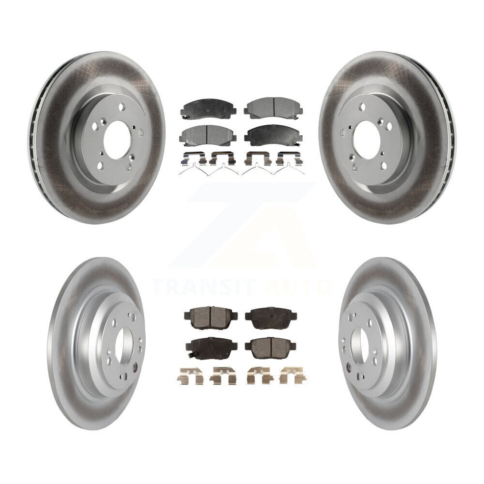 Front Rear Coated Disc Brake Rotors And Ceramic Pads Kit For 2009-2014 Acura TL KGT-101145