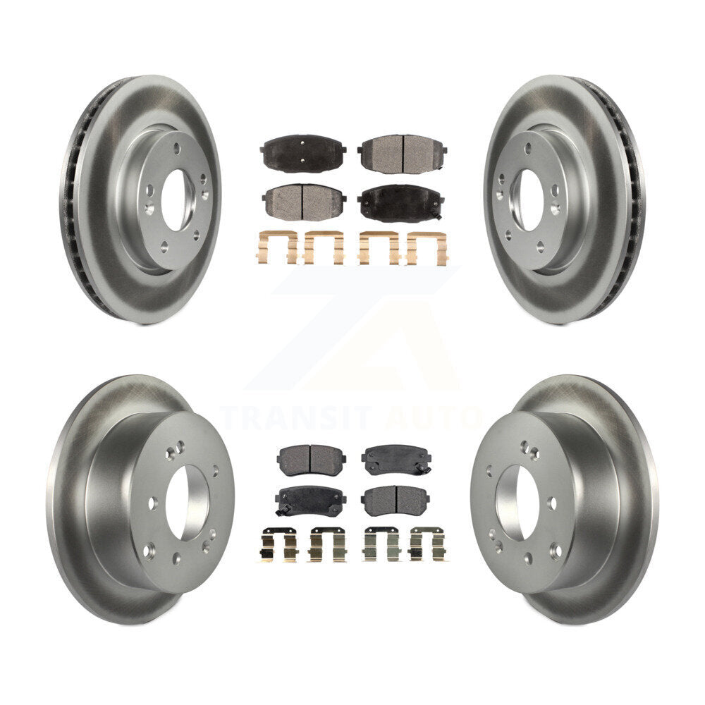 Front Rear Coated Disc Brake Rotors And Ceramic Pads Kit For Kia Forte Koup Forte5 KGT-101149