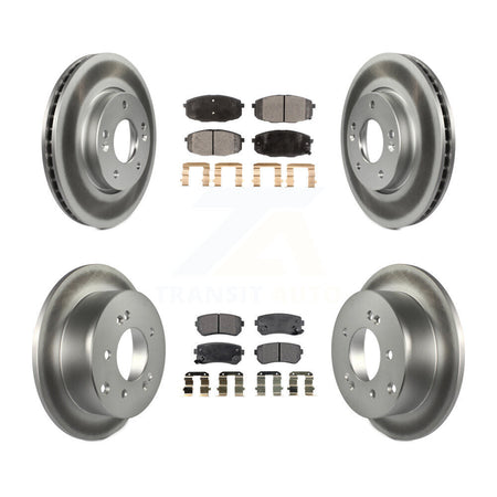 Front Rear Coated Disc Brake Rotors And Ceramic Pads Kit For Kia Forte Koup Forte5 KGT-101149
