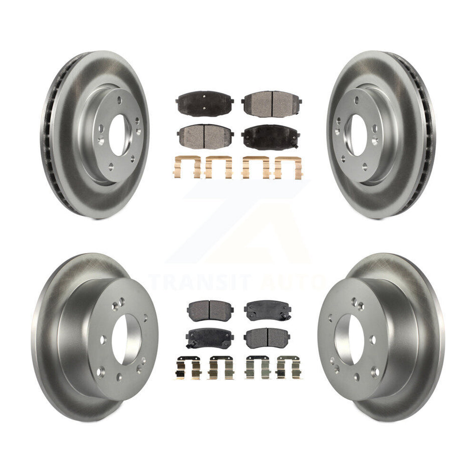 Front Rear Coated Disc Brake Rotors And Ceramic Pads Kit For Kia Forte Koup Forte5 KGT-101149