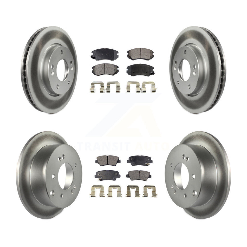Front Rear Coated Disc Brake Rotors And Ceramic Pads Kit For 2010-2011 Kia Soul 2.0L KGT-101151