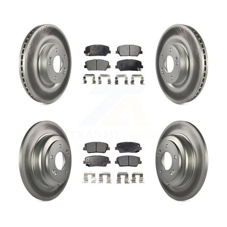 Front Rear Coated Disc Brake Rotors And Ceramic Pads Kit For Hyundai Genesis Coupe KGT-101153