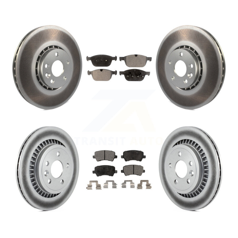 Front Rear Coated Disc Brake Rotors And Ceramic Pads Kit For 2010-2015 Volvo XC60 KGT-101154