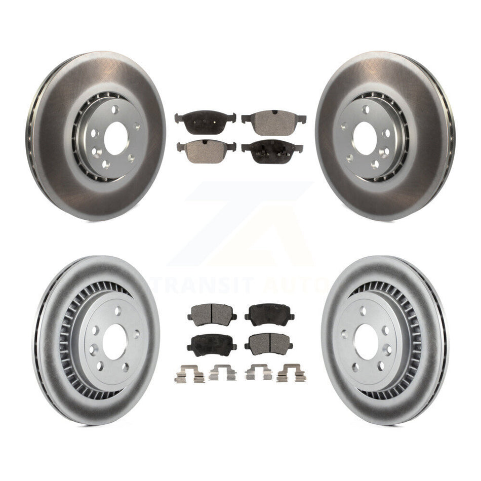 Front Rear Coated Disc Brake Rotors And Ceramic Pads Kit For 2010-2015 Volvo XC60 KGT-101154