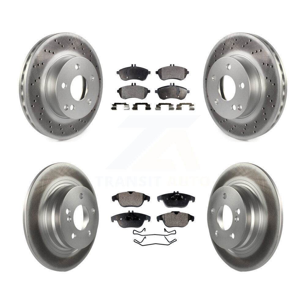Front Rear Coated Disc Brake Rotors And Ceramic Pads Kit For Mercedes-Benz C250 C230 KGT-101161
