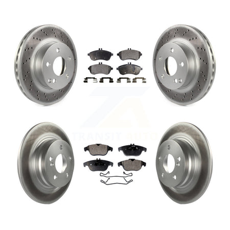 Front Rear Coated Disc Brake Rotors And Ceramic Pads Kit For Mercedes-Benz C250 C230 KGT-101161