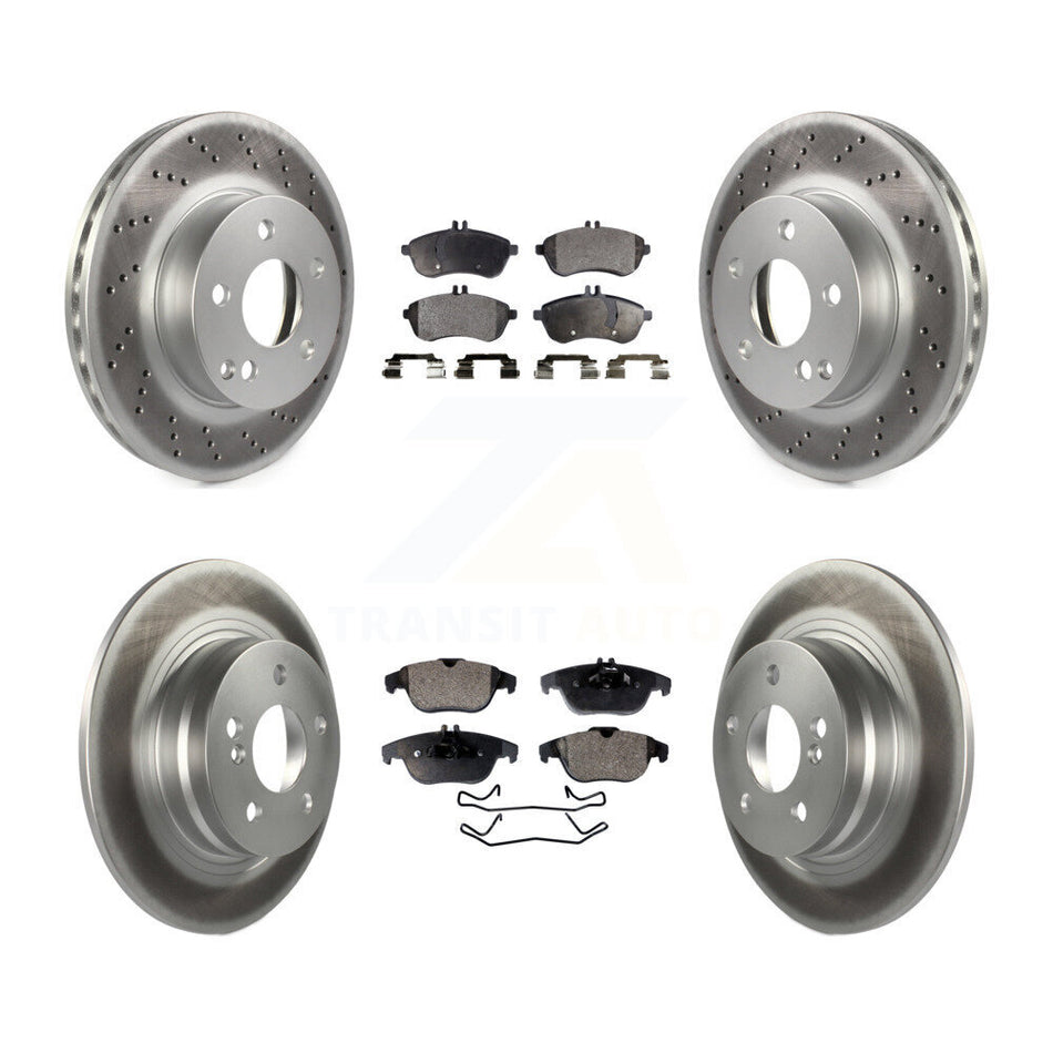 Front Rear Coated Disc Brake Rotors And Ceramic Pads Kit For Mercedes-Benz C250 C230 KGT-101161