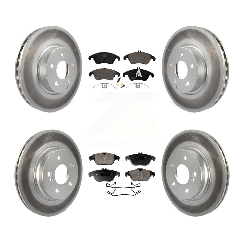 Front Rear Coated Disc Brake Rotors And Ceramic Pads Kit For Mercedes-Benz C300 C350 E350 KGT-101166