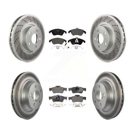 Front Rear Coated Disc Brake Rotors And Ceramic Pads Kit For Mercedes-Benz E350 E400 KGT-101167