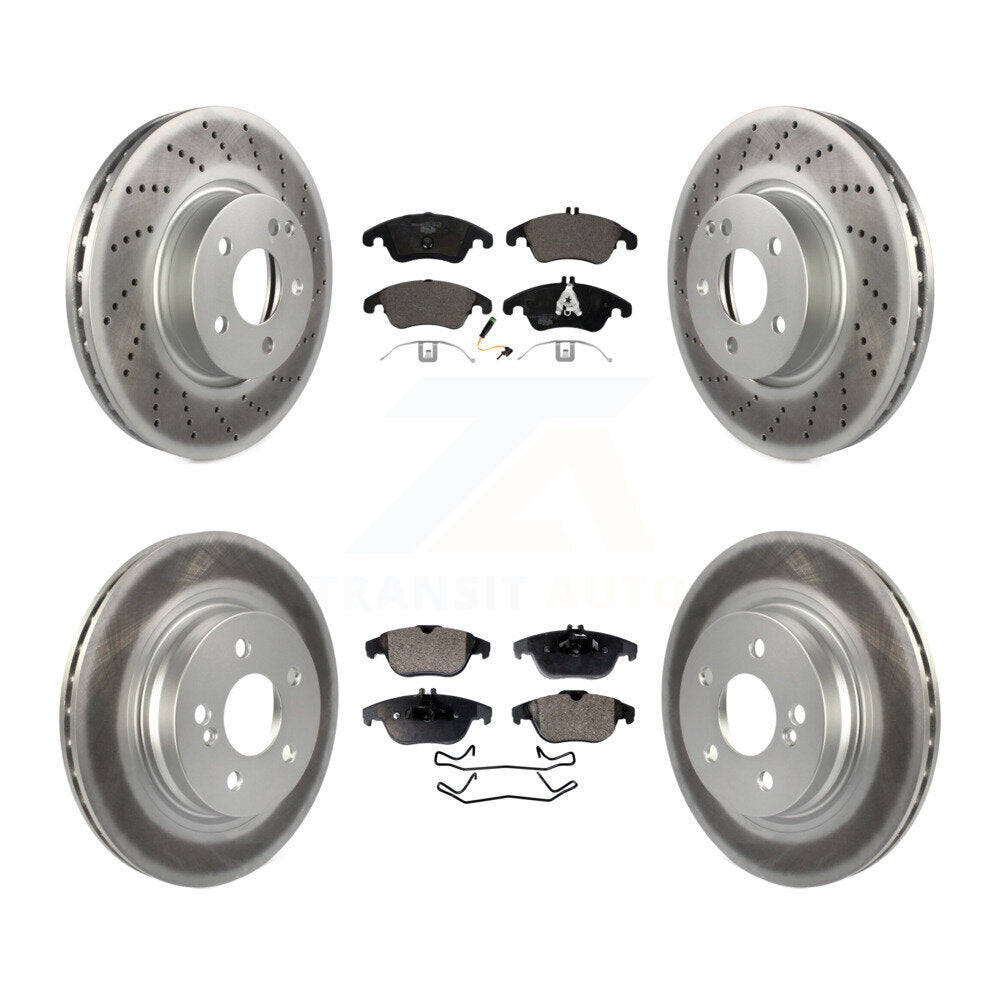 Front Rear Coated Disc Brake Rotors And Ceramic Pads Kit For Mercedes-Benz C300 C350 E350 KGT-101168
