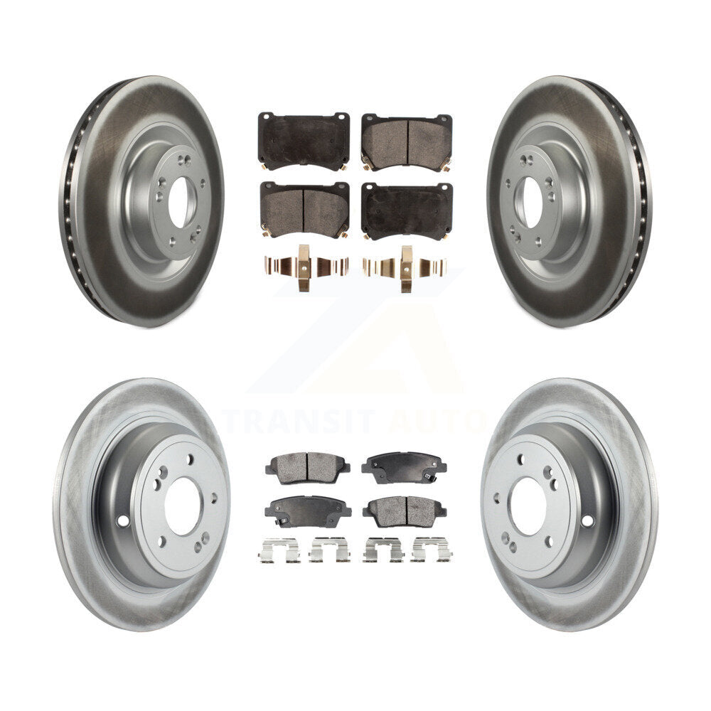 Front Rear Coated Disc Brake Rotor And Ceramic Pad Kit For 2012-2014 Hyundai Genesis 5.0L KGT-101174