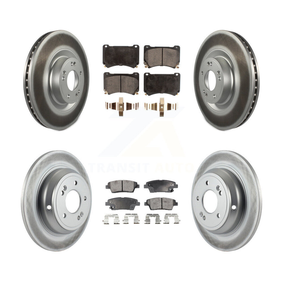 Front Rear Coated Disc Brake Rotor And Ceramic Pad Kit For 2012-2014 Hyundai Genesis 5.0L KGT-101174