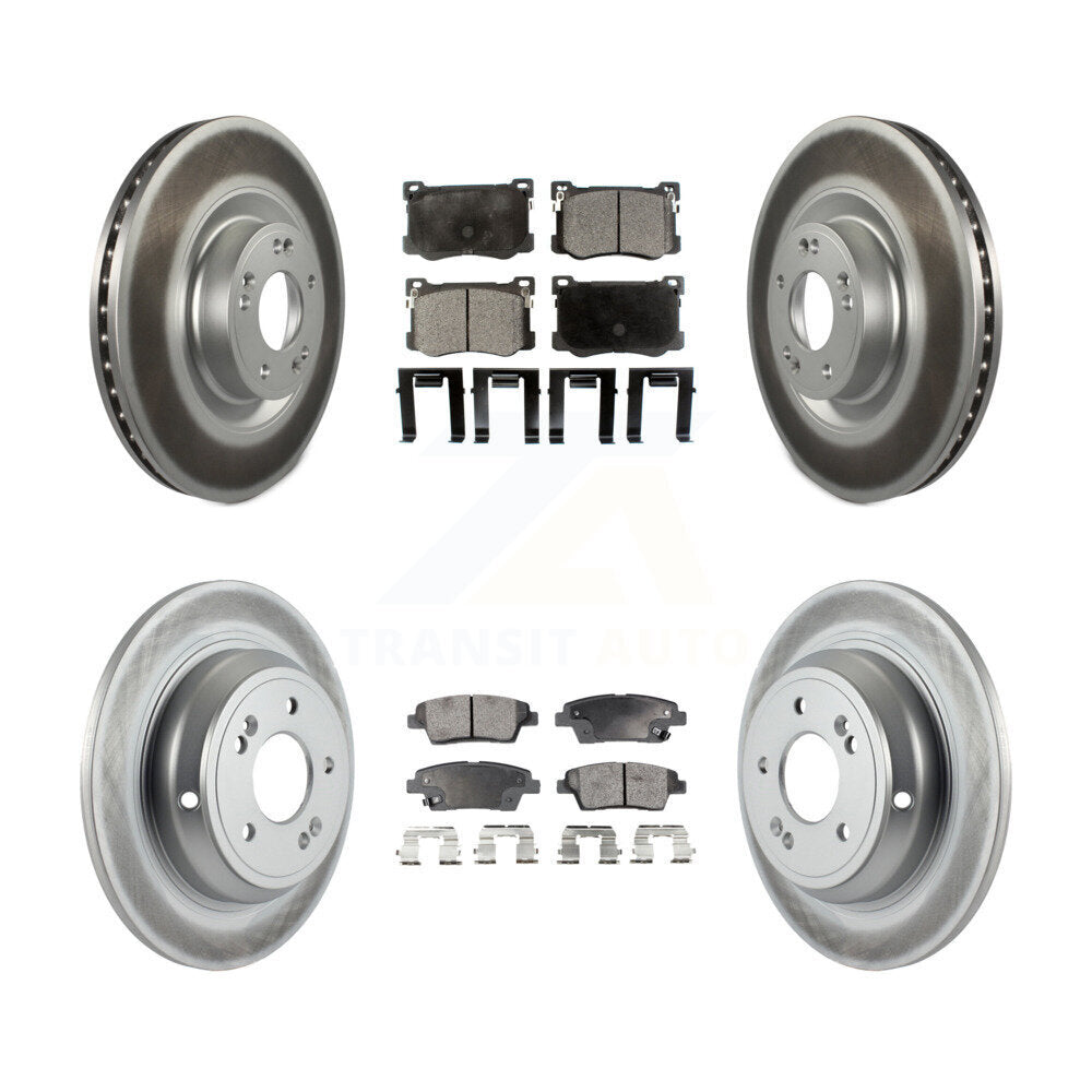 Front Rear Coated Disc Brake Rotors Ceramic Pad Kit For Hyundai Genesis G80 Kia K900 3.8L KGT-101175