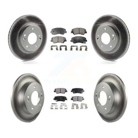 Front Rear Coated Brake Rotor & Ceramic Pad Kit For Hyundai Elantra GT Kia Forte Veloster KGT-101177
