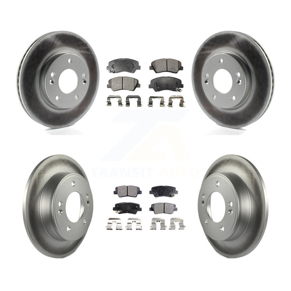 Front Rear Coated Brake Rotor & Ceramic Pad Kit For Hyundai Elantra GT Kia Forte Veloster KGT-101177