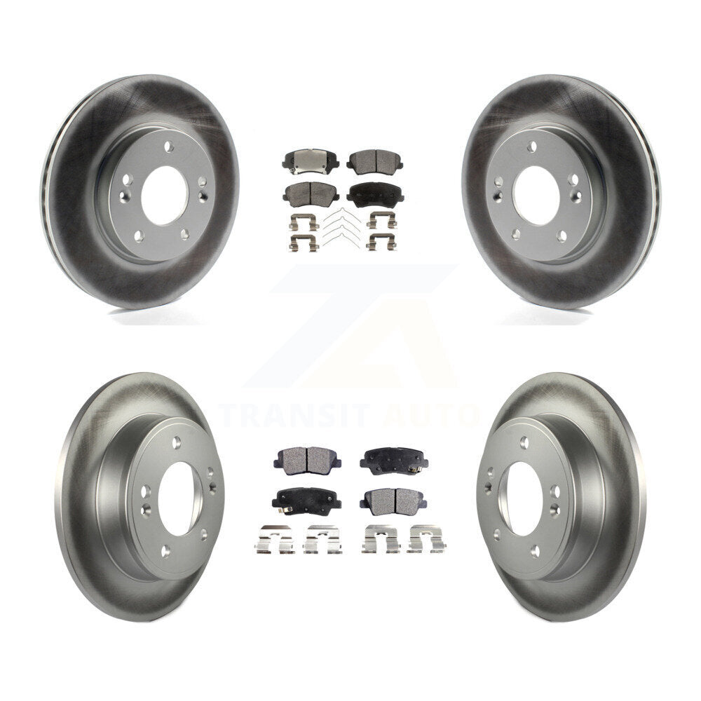 Front Rear Coated Disc Brake Rotors Ceramic Pad Kit For Hyundai Elantra GT Kia Forte Koup KGT-101178