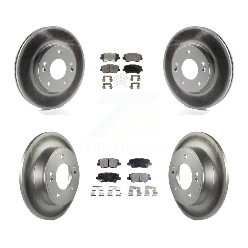 Front Rear Coated Disc Brake Rotors Ceramic Pad Kit For Hyundai Elantra GT Kia Forte Koup KGT-101178