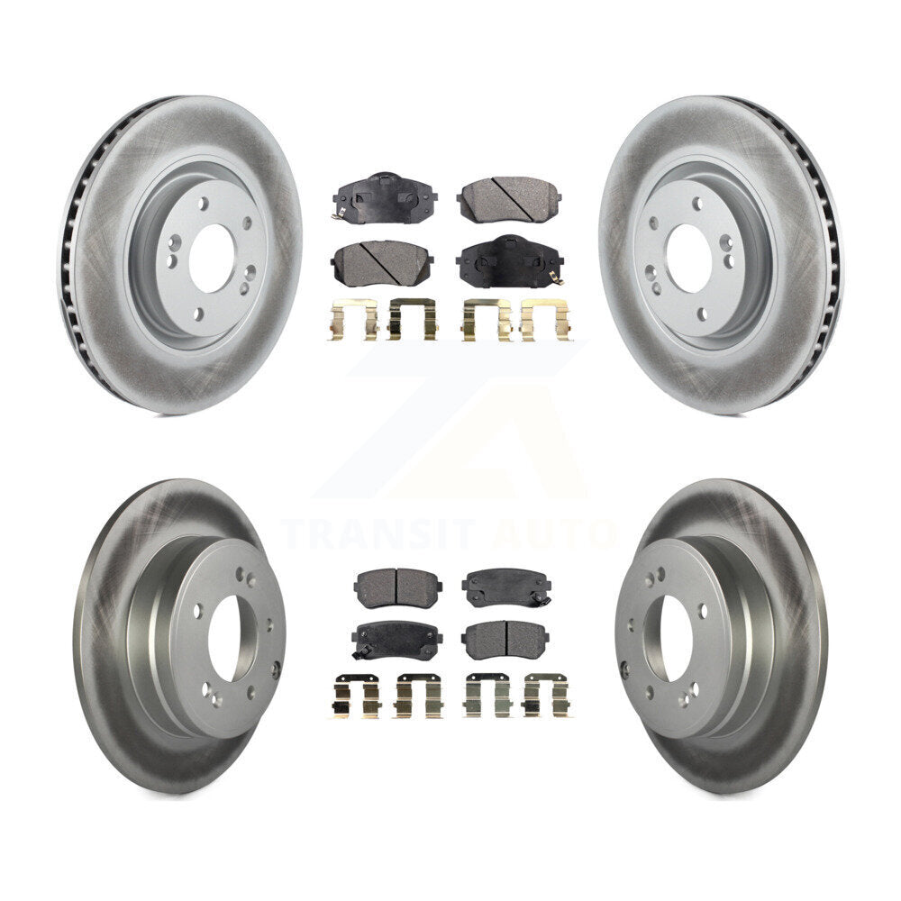 Front Rear Coated Disc Brake Rotors And Ceramic Pads Kit For Hyundai Tucson Kia Cadenza KGT-101182