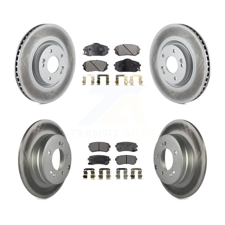 Front Rear Coated Disc Brake Rotors And Ceramic Pads Kit For Hyundai Tucson Kia Cadenza KGT-101182