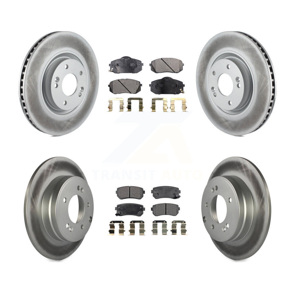 Front Rear Coated Disc Brake Rotors And Ceramic Pads Kit For Hyundai Tucson Kia Cadenza KGT-101182