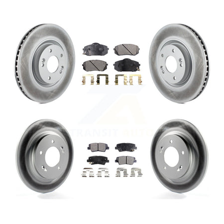 Front Rear Coated Disc Brake Rotors And Ceramic Pads Kit For Hyundai Sonata Kia Cadenza KGT-101184