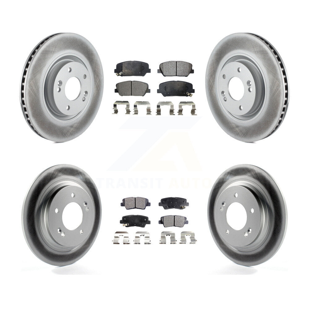Front Rear Coated Brake Rotors Ceramic Pad Kit For Kia Optima With Electric Parking KGT-101186