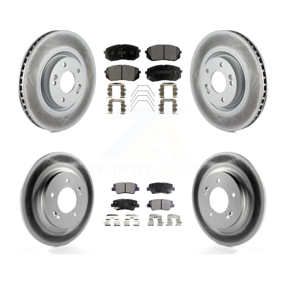 Front Rear Coated Disc Brake Rotor And Ceramic Pad Kit For 2016 Hyundai Sonata GAS engine KGT-101190