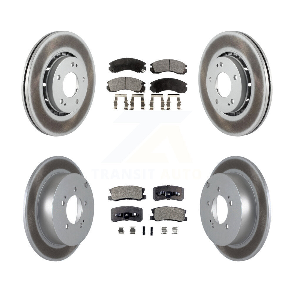 Front Rear Coated Disc Brake Rotors And Ceramic Pads Kit For Mitsubishi Lancer KGT-101195
